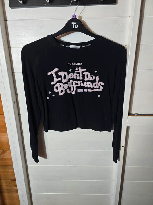 Primark Netflix Sex Education black cropped t-shirt size 4/6