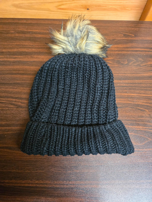 Primark ladies black knitted pom pom beanie one size