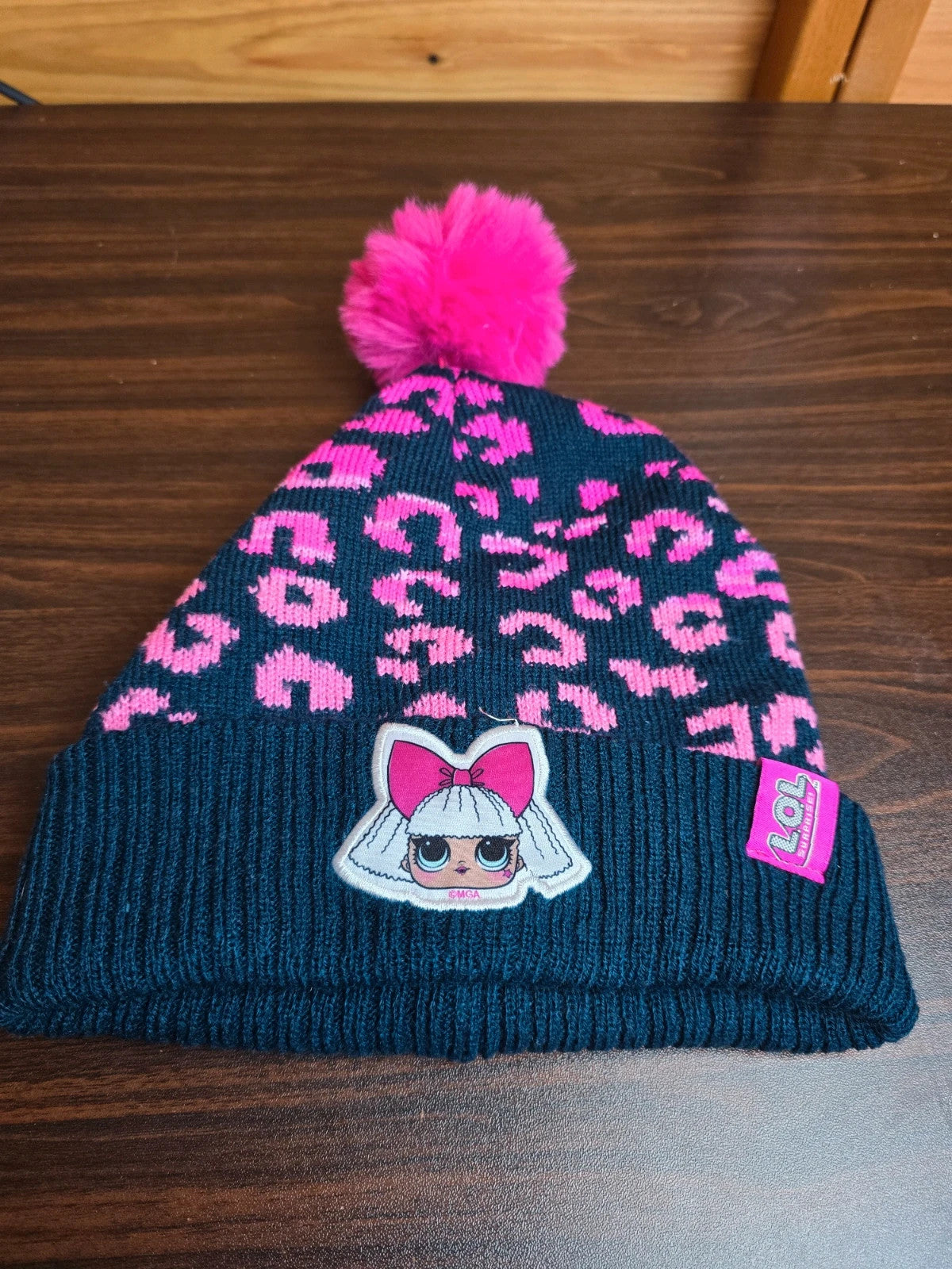 Kids primark lol surprise navy pink pom pom hat 6years+