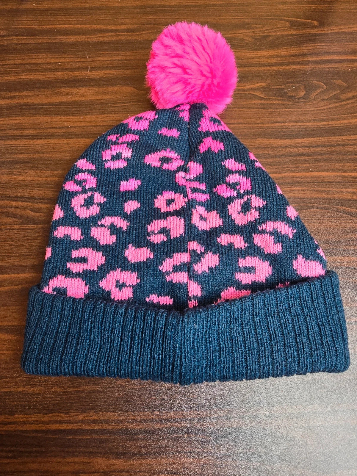 Primark LOL Surprise animal print navy & pink bobble hat