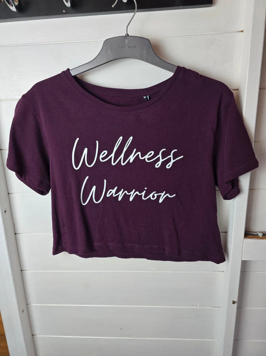 Wellness warrior purple crop short sleeved t-shirt size Small 8-10