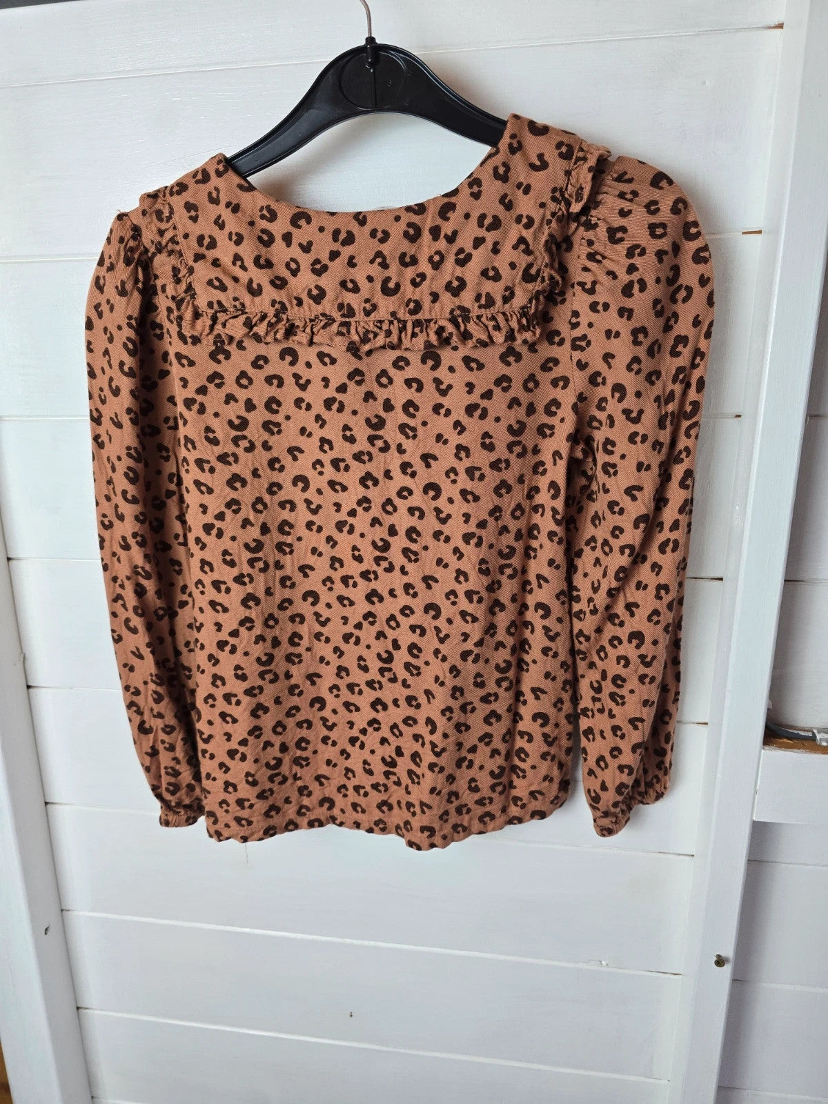 H&M brown leopard print blouse age 6-7years