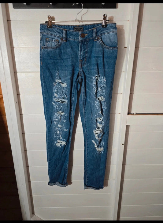 Warehouse blue ripped skinny jeans size 6