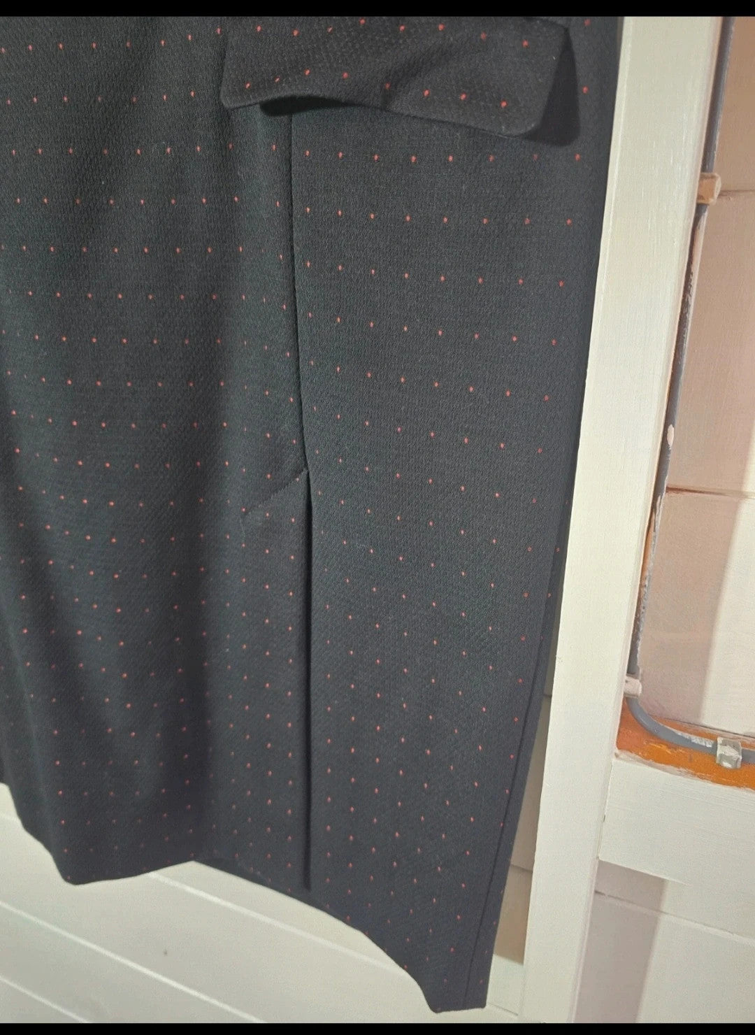 French Connection black & red pilka dot A-line skirt size 12