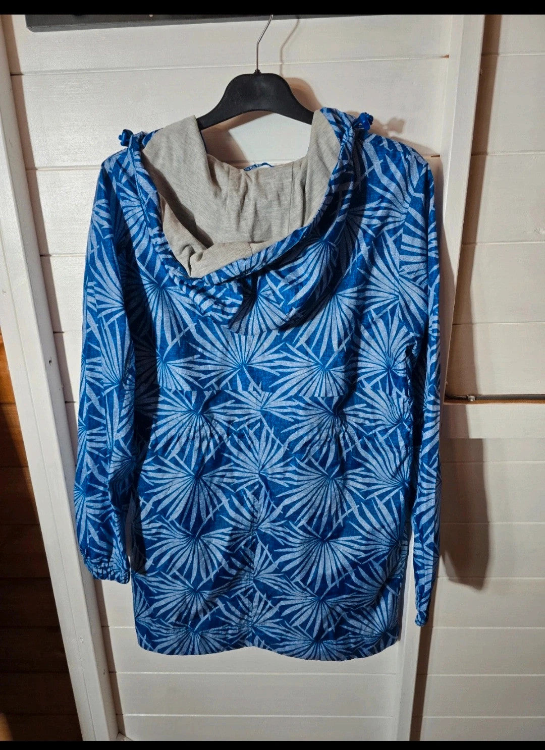 Marks & Spencer blue leaf pattern waterproof midi coat size small