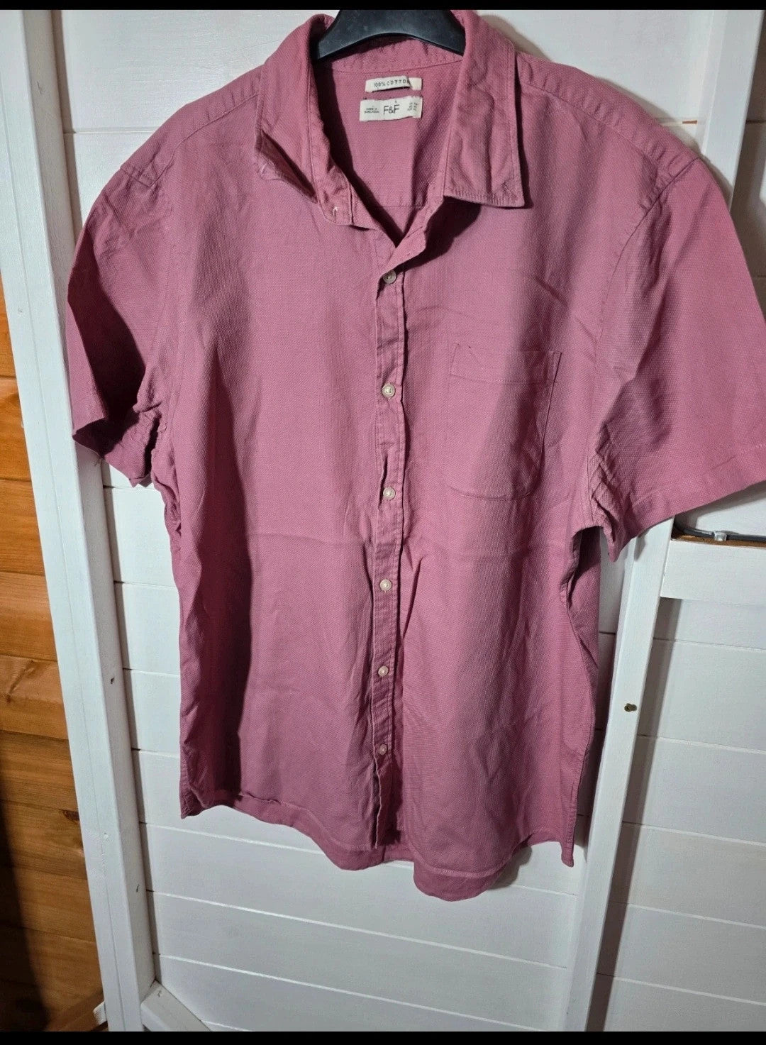 Mens F&F 100% Cotton short sleeved button up shirt size XL