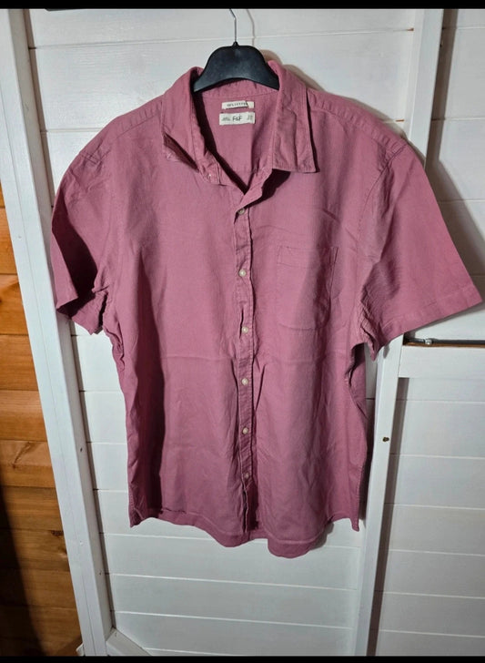 Mens F&F 100% Cotton short sleeved button up shirt size XL