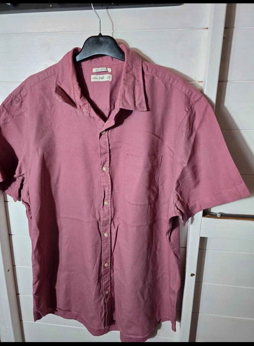 Mens F&F 100% Cotton short sleeved button up shirt size XL