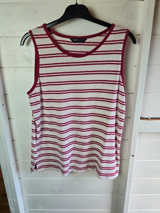 Ladie's Marks & Spencer pink & white striped Tank Top size 14