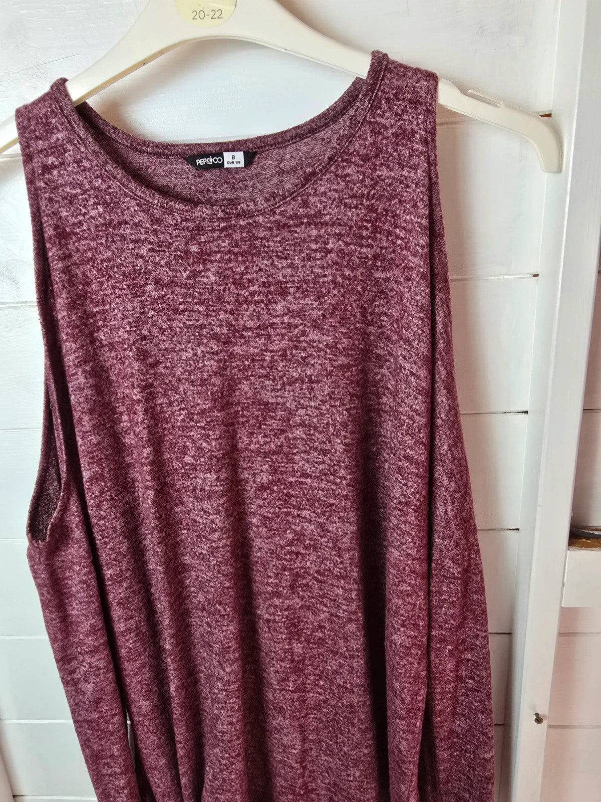 Pep & Co burgundy red cold shoulder long sleeved top size 8