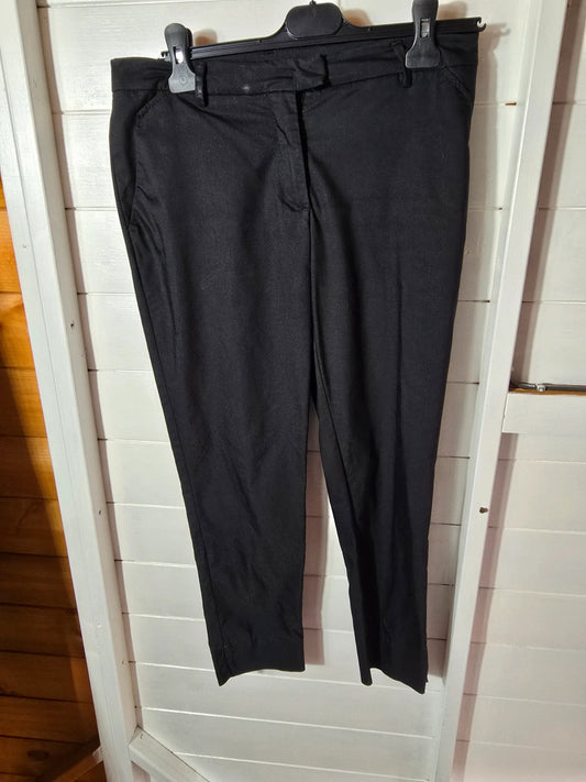 H&M black slim leg work trousers size 8