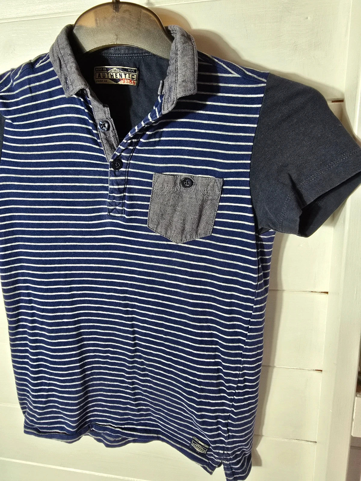 Next blue striped polo t-shirt age 8years