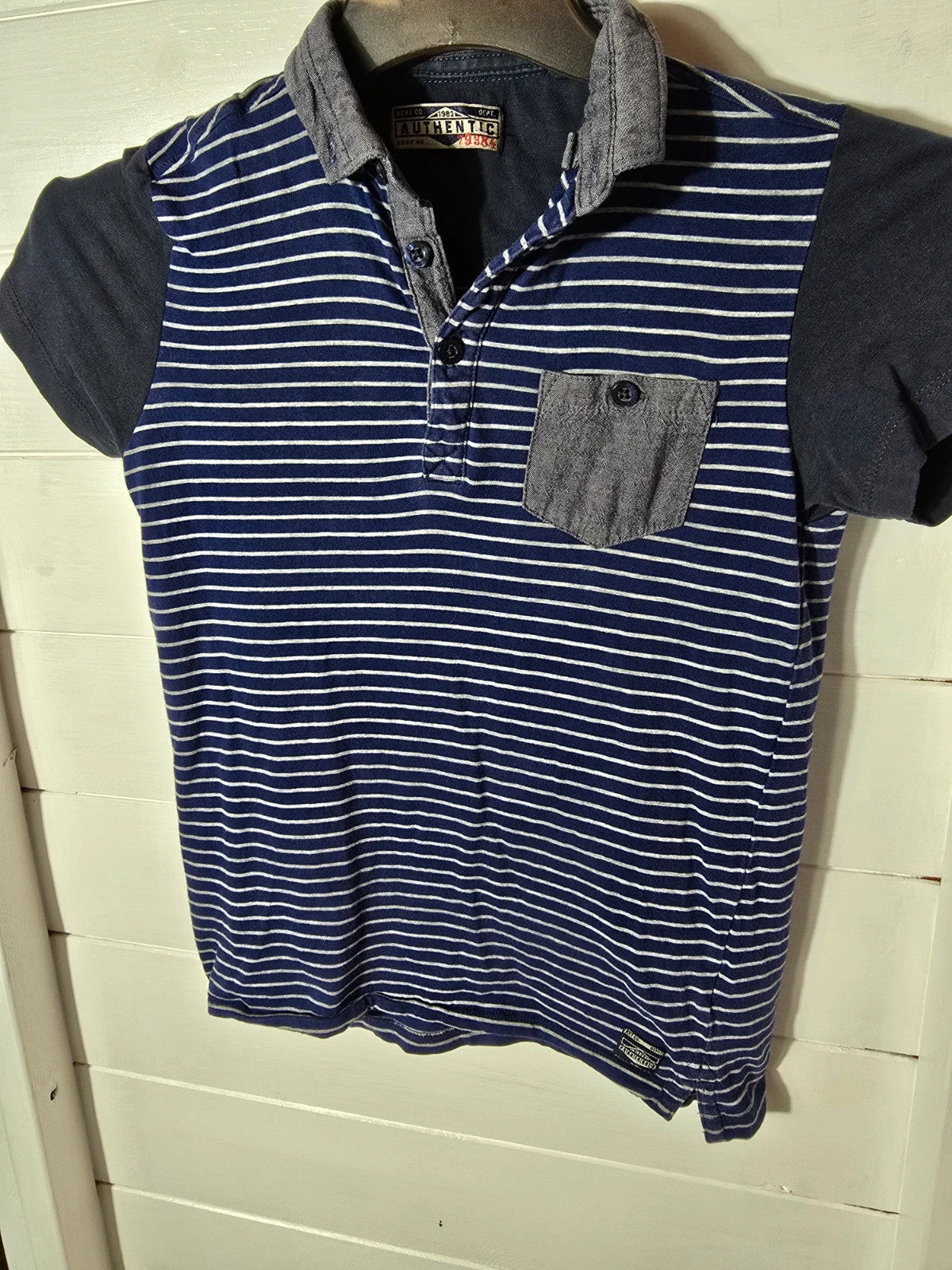 Next blue striped polo t-shirt age 8years