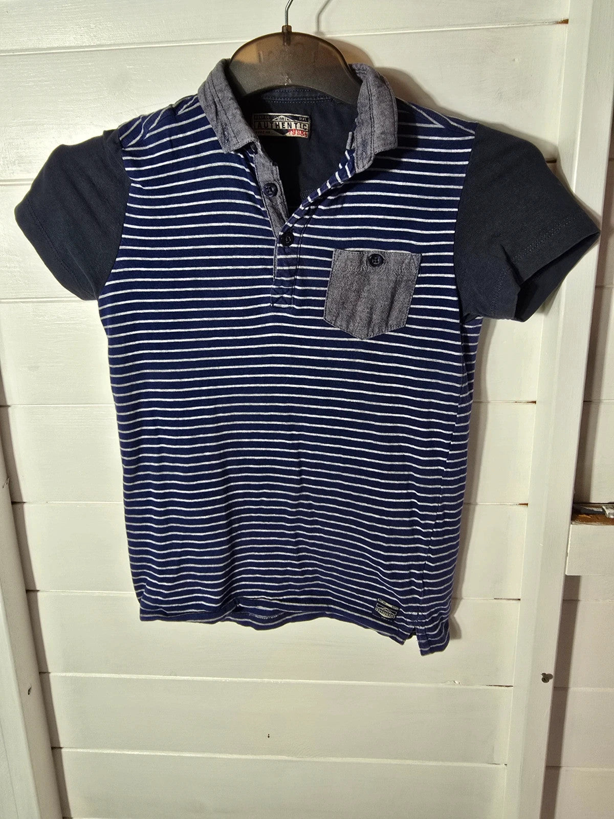 Next blue striped polo t-shirt age 8years