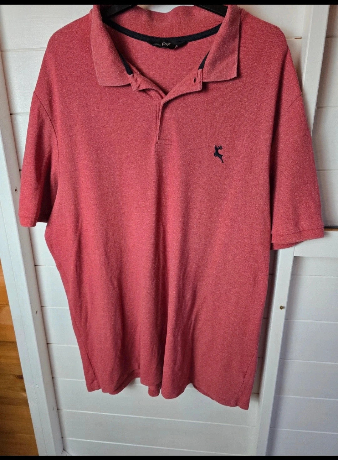 Mens F&F coral red short sleeved polo top size XL