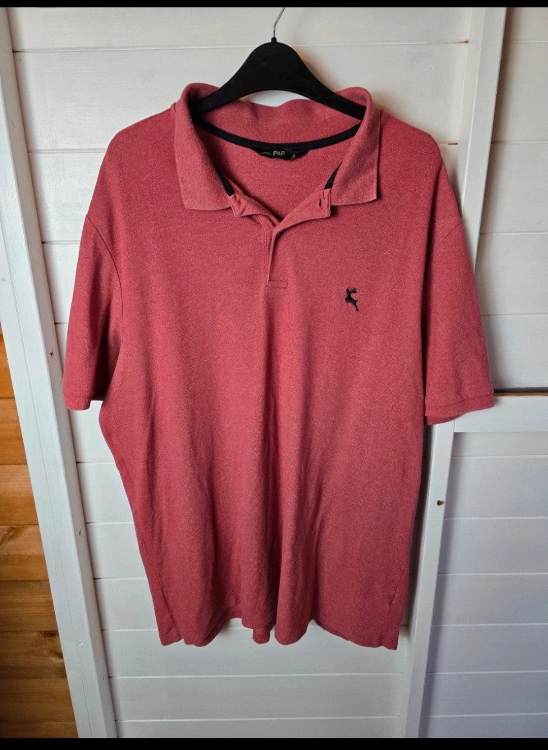 Mens F&F coral red short sleeved polo top size XL