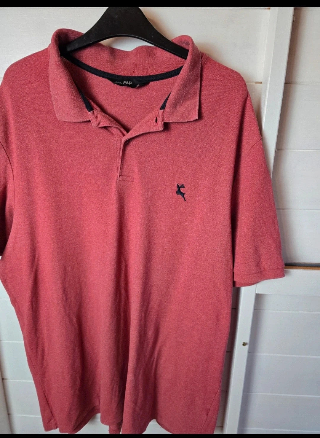 Mens F&F coral red short sleeved polo top size XL