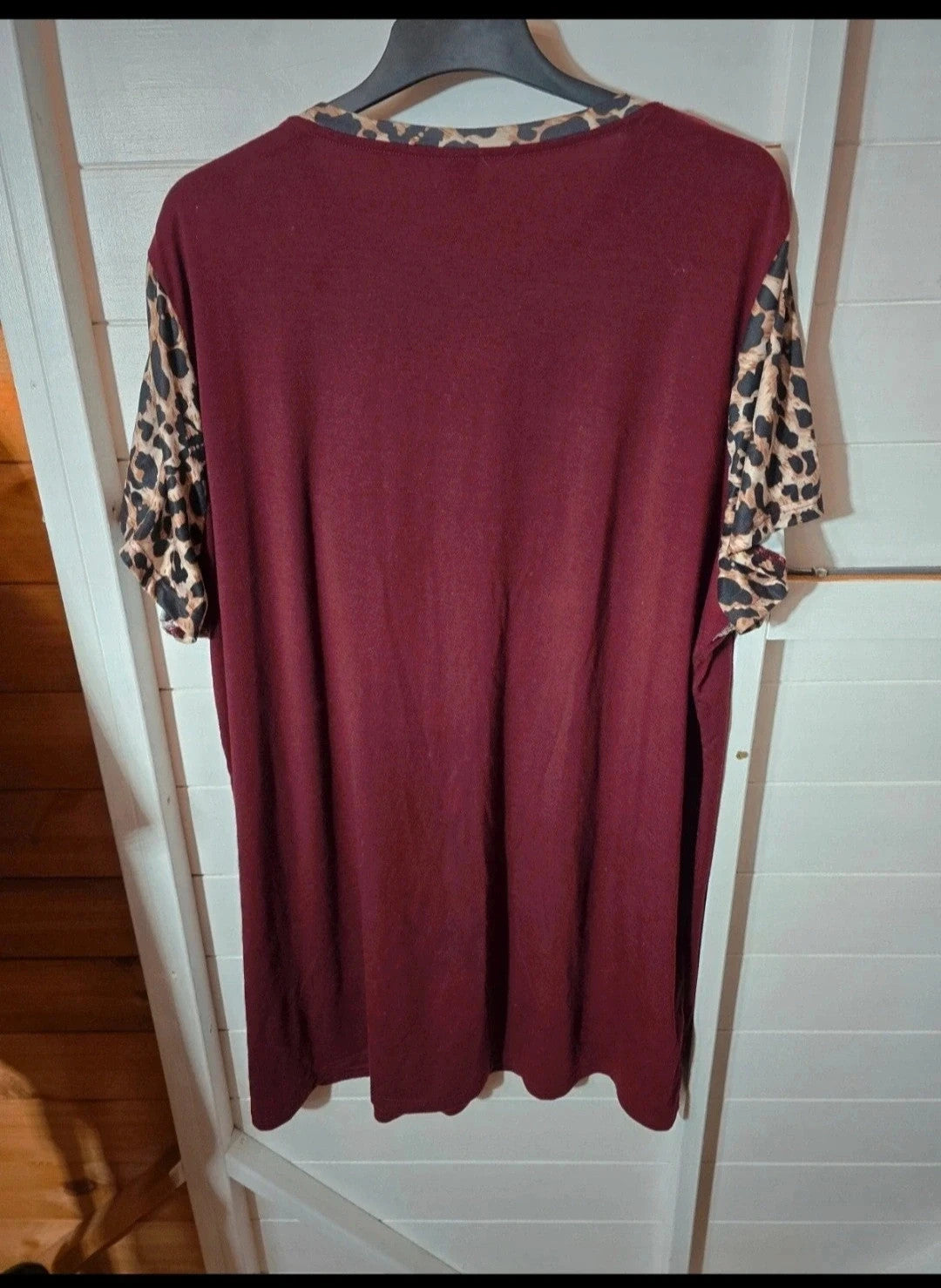 Emery Rose burgundy purple & leopard print t-shirt dress size 5XL 22/24