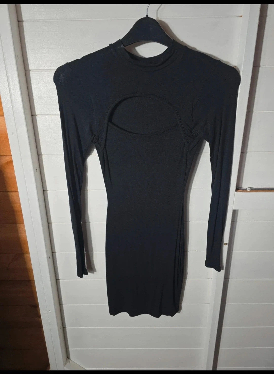 Prettylittlething black bodycon long sleeved dress size 8