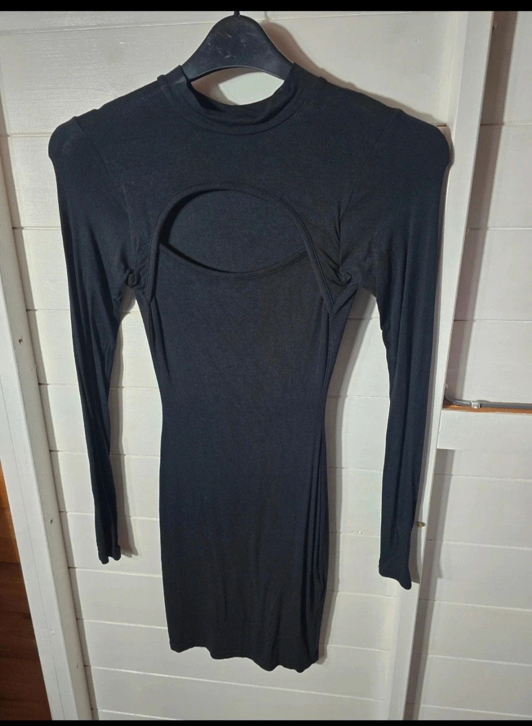 Prettylittlething black bodycon long sleeved dress size 8