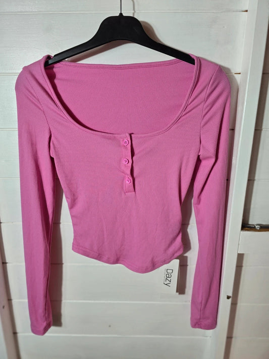 Dazy pink long sleeved crop tshirt size small new