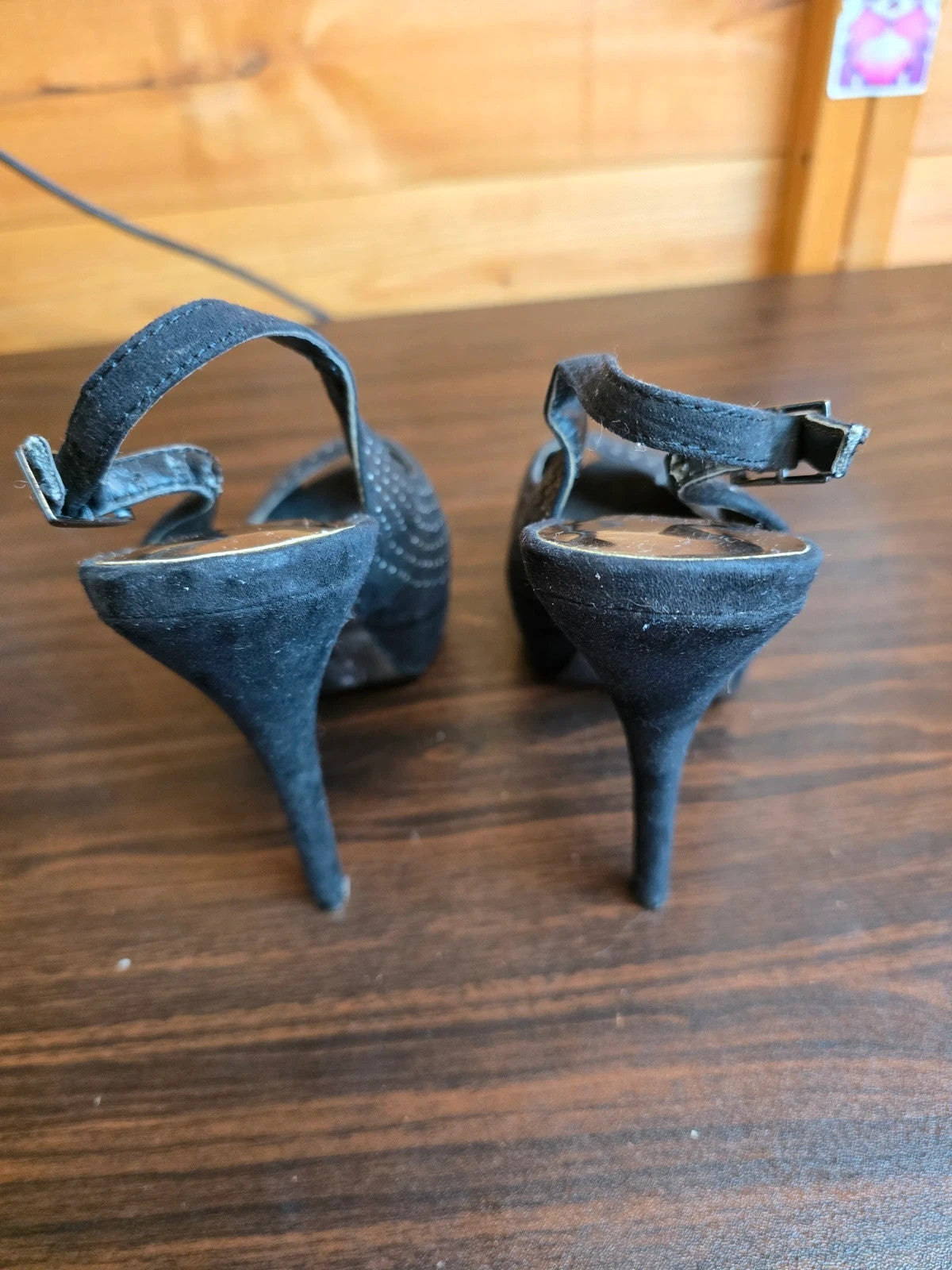 Faith black & silver high heel sandals size 3