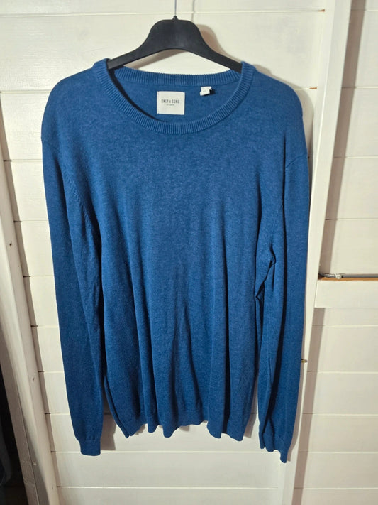 Preloved Mens Only & Sons blue long sleeved jumper size Large 