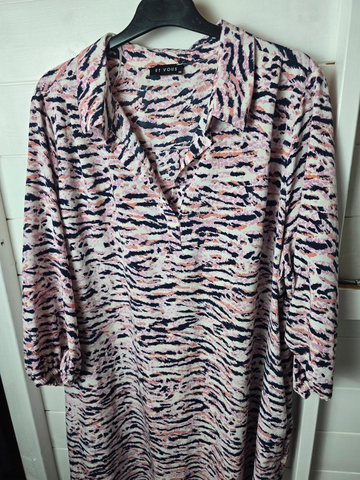 Et Vous pink & navy long sleeved tunic midi dress size 20