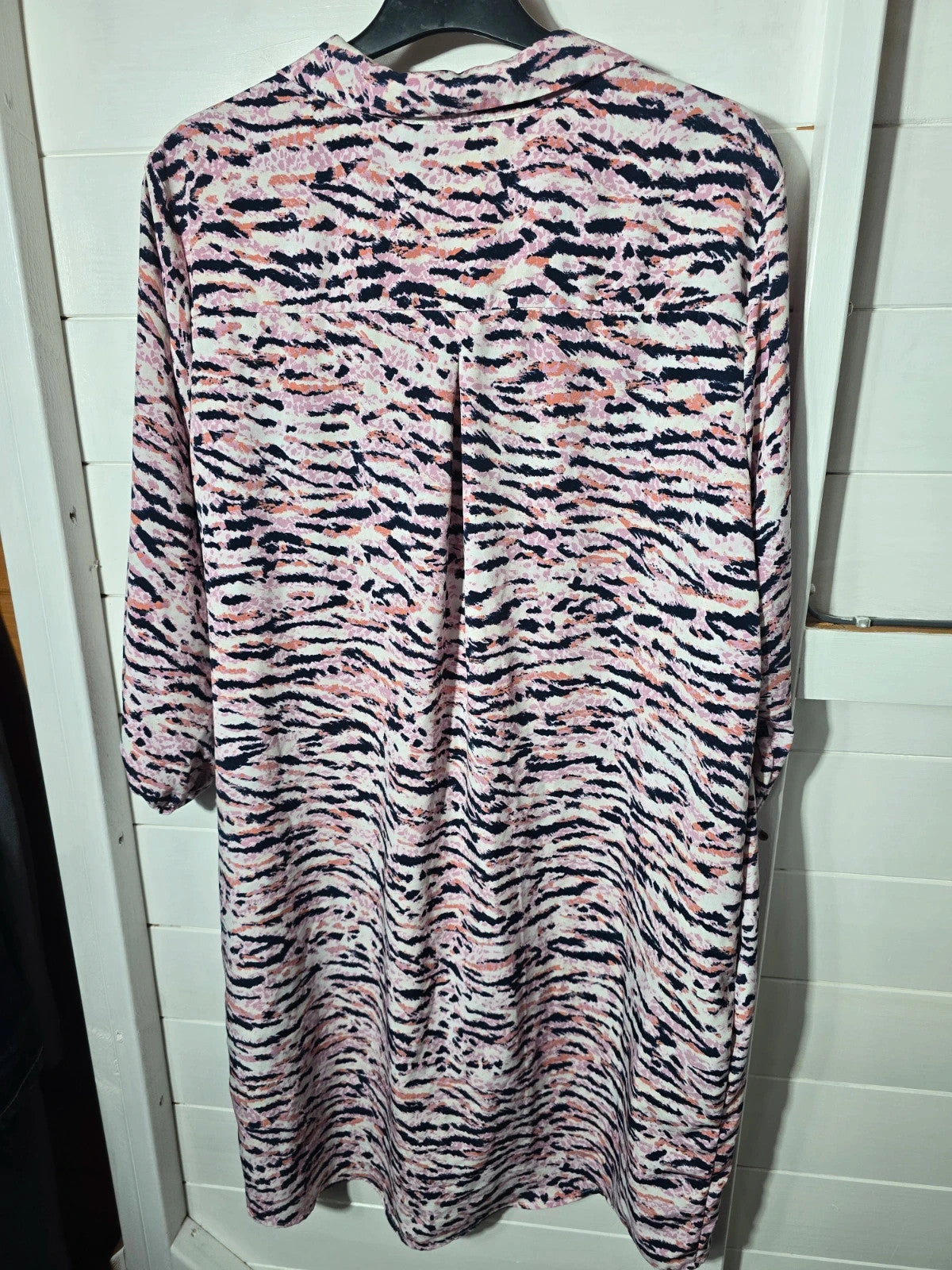 Et Vous pink & navy long sleeved tunic midi dress size 20