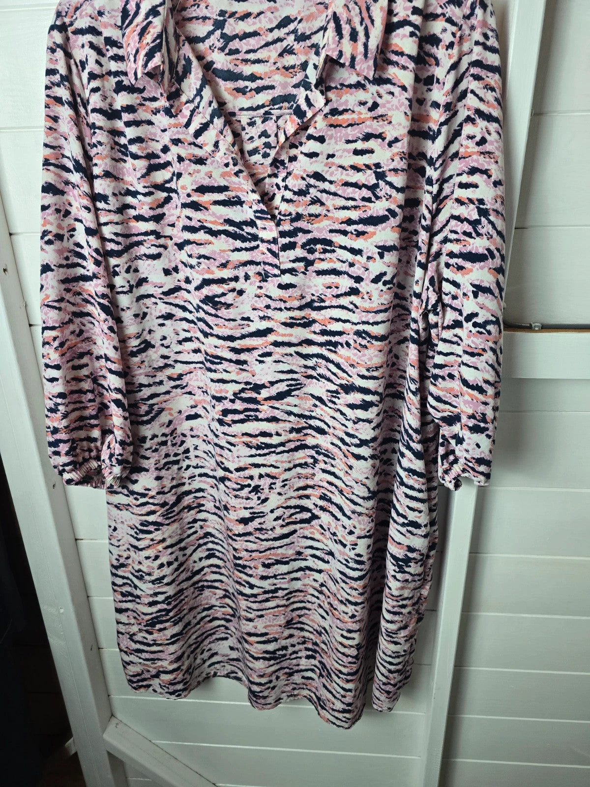 Et Vous pink & navy long sleeved tunic midi dress size 20