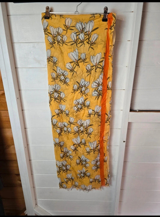 Furla Made in Italy yellow & orange floral silk blend scarf