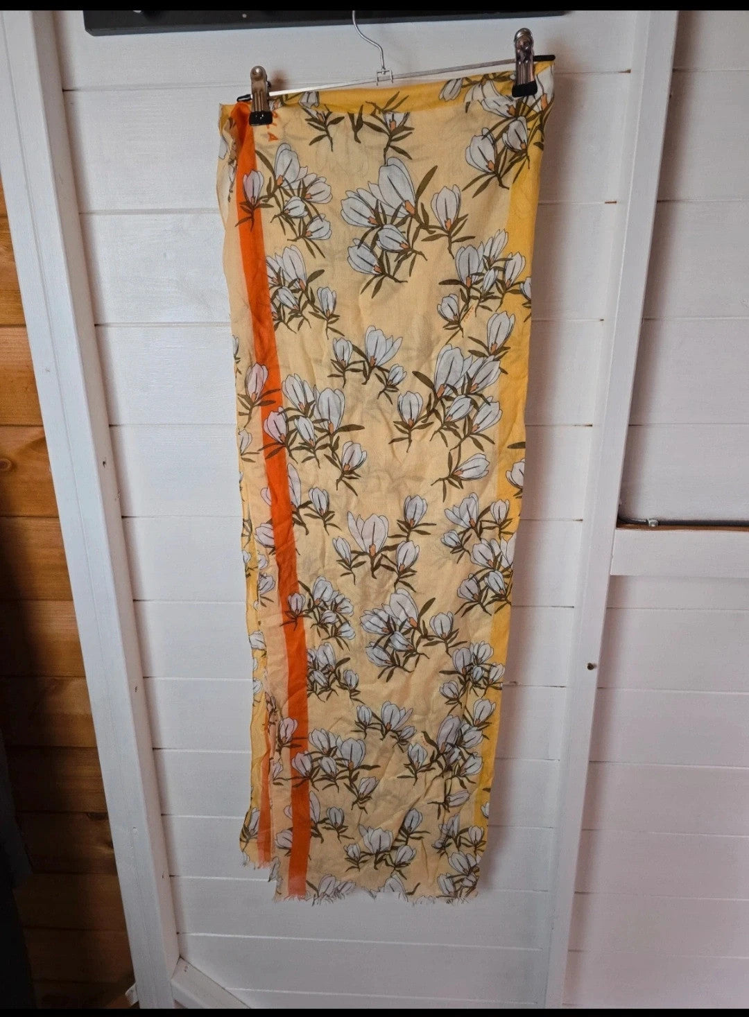 Furla Made in Italy yellow & orange floral silk blend scarf