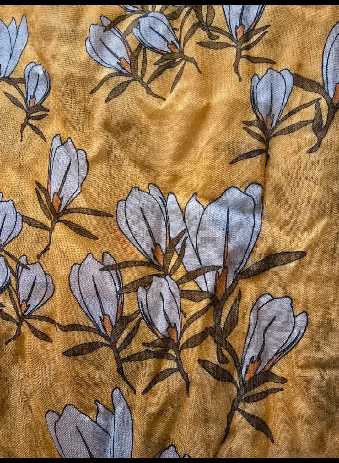 Furla Made in Italy yellow & orange floral silk blend scarf