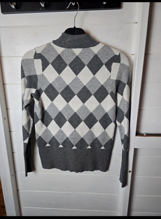 Marks & Spencer grey & white high neck long sleeved jumper size 8