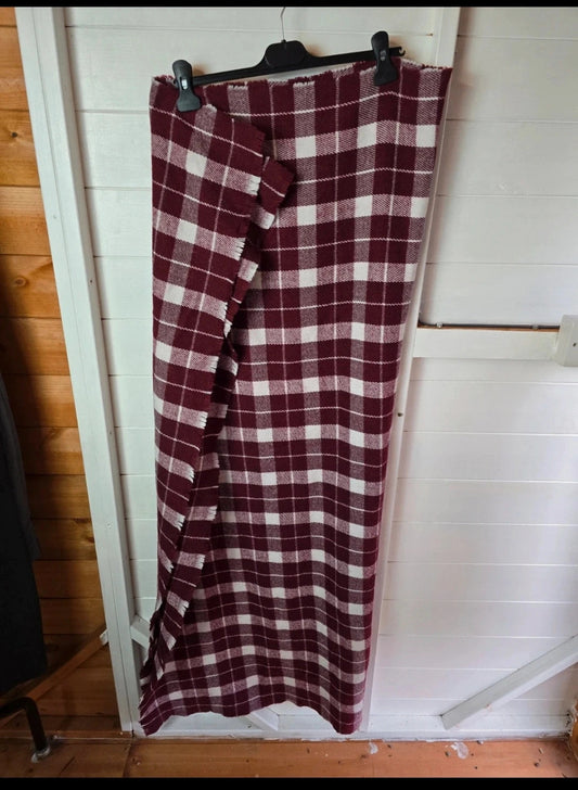 Primark burgundy red & white checked large scarf/shawl