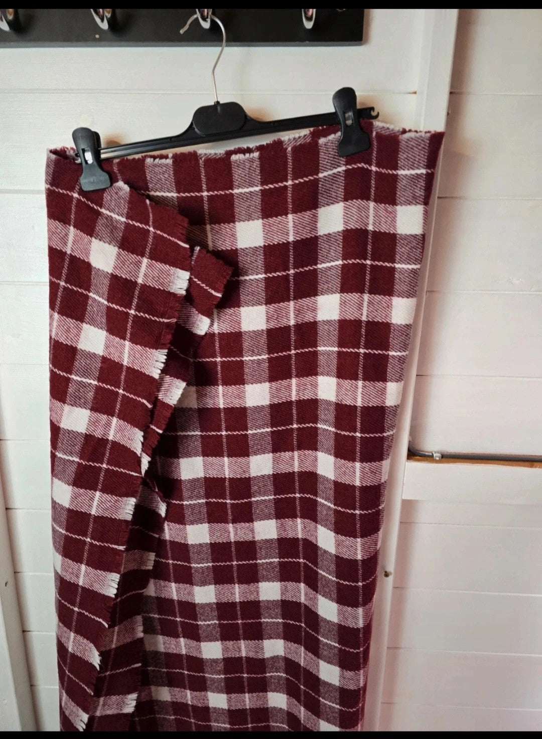 Primark burgundy red & white checked large scarf/shawl