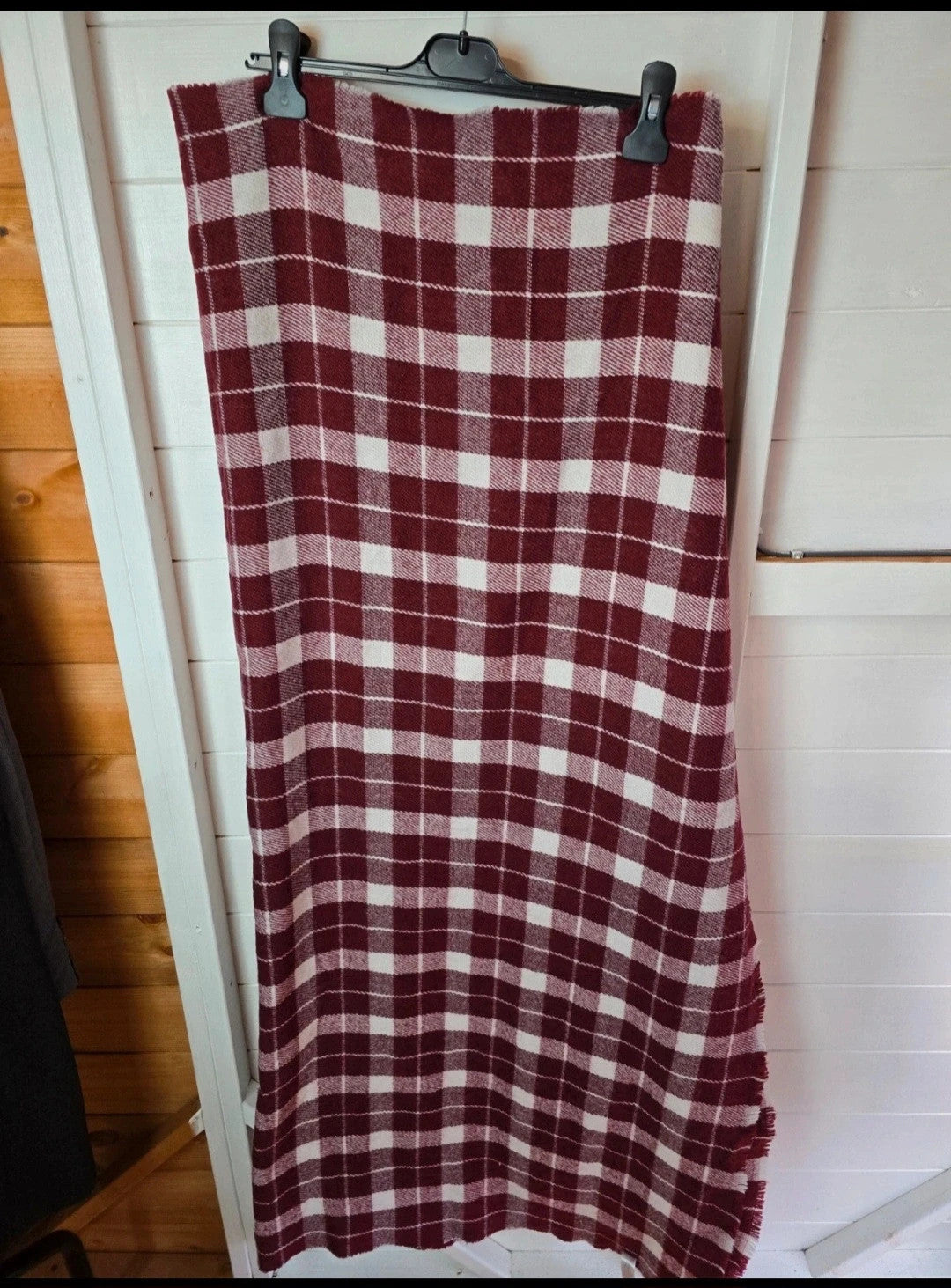 Primark burgundy red & white checked large scarf/shawl