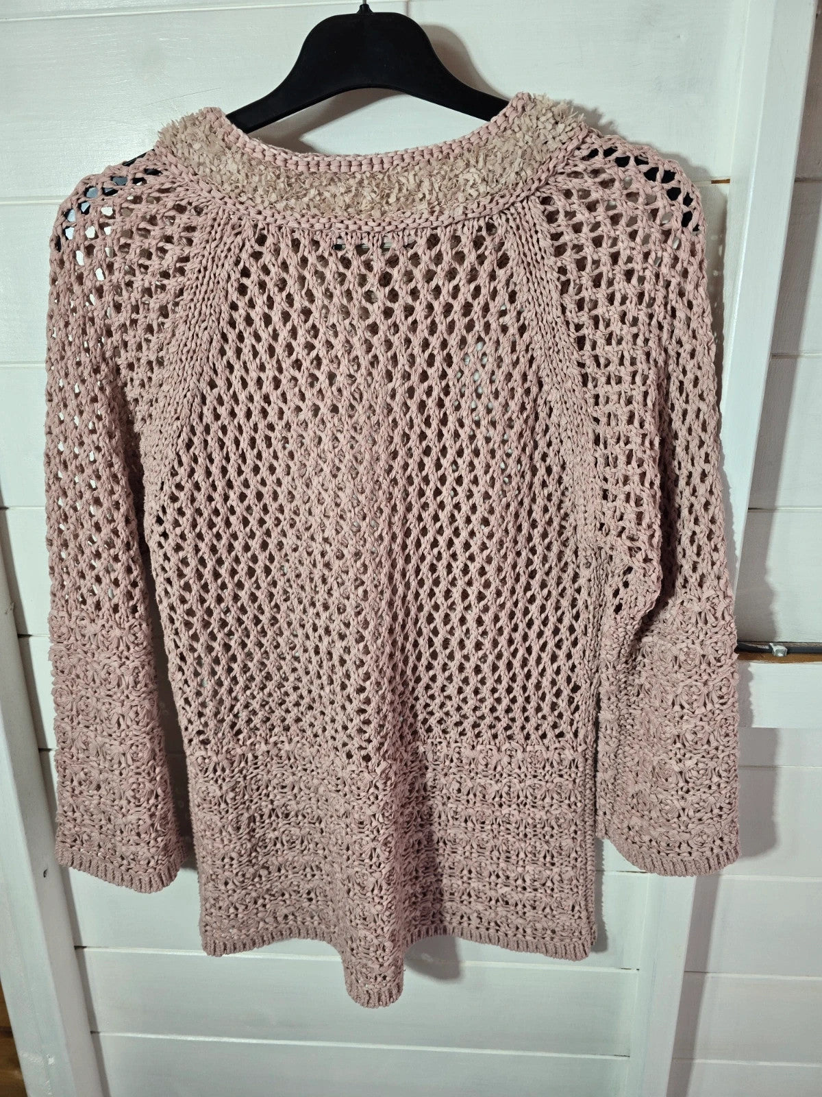 Apanage pale pink crochet knit 3/4 sleeved jumper size Med