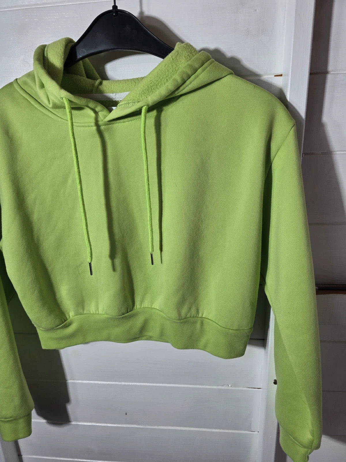 Shein bright green cropped hoodie size Med 10