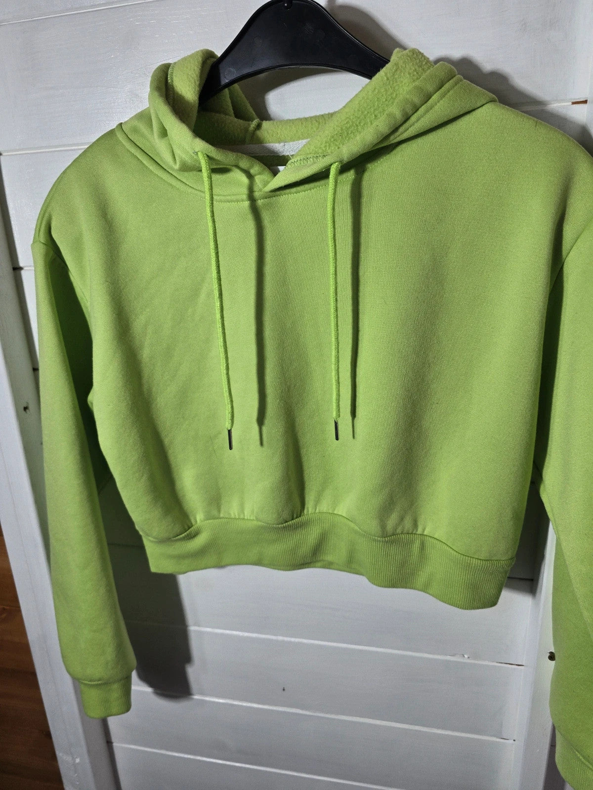 Shein bright green cropped hoodie size Med 10