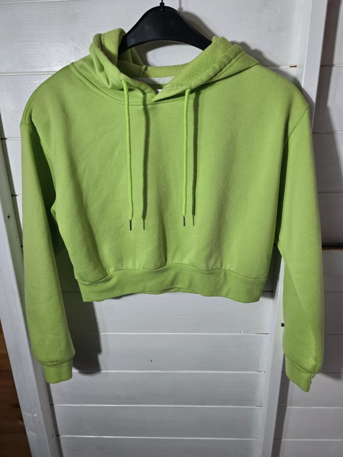 Shein bright green cropped hoodie size Med 10