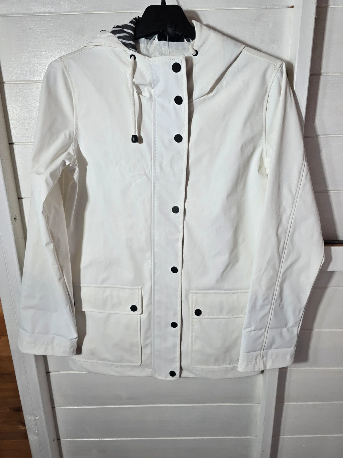 Topshop white waterproof jacket size 6