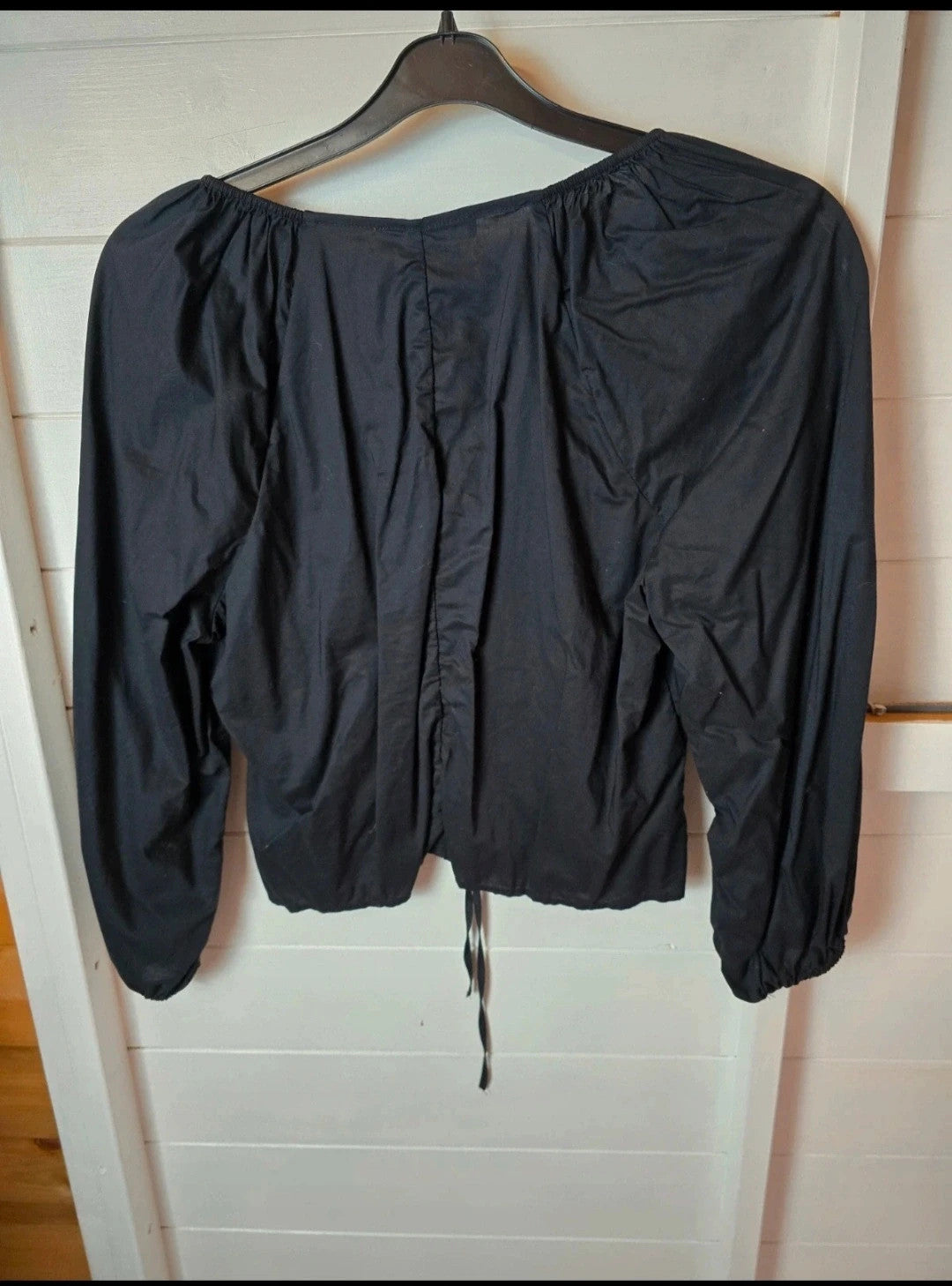 Mango black drawstring long sleeved top size L 12