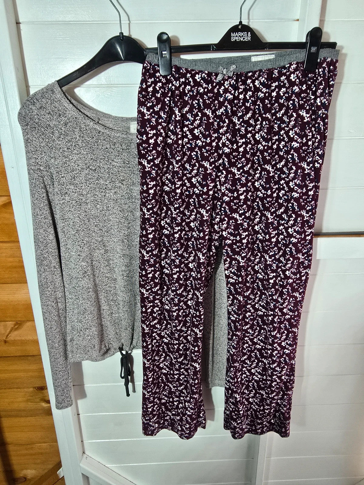 Next grey & burgundy floral 2 peice pj's set long sleeved size 10