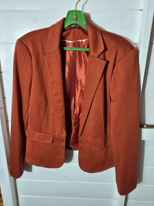 Miss Selfridge burnt orange open midi length blazer size 8