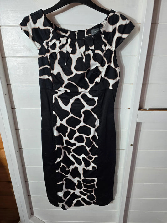 Et Vous black & beige animal print short sleeved A-line dress size 8