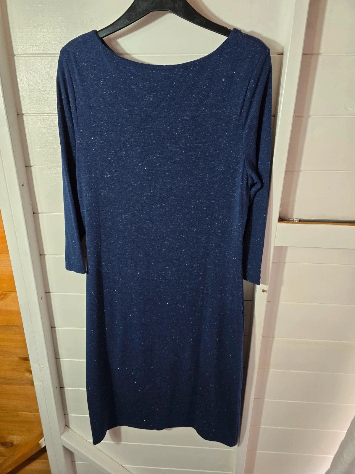 White Stuff navy & silver sparkle 3/4 sleeve midi dress size 12