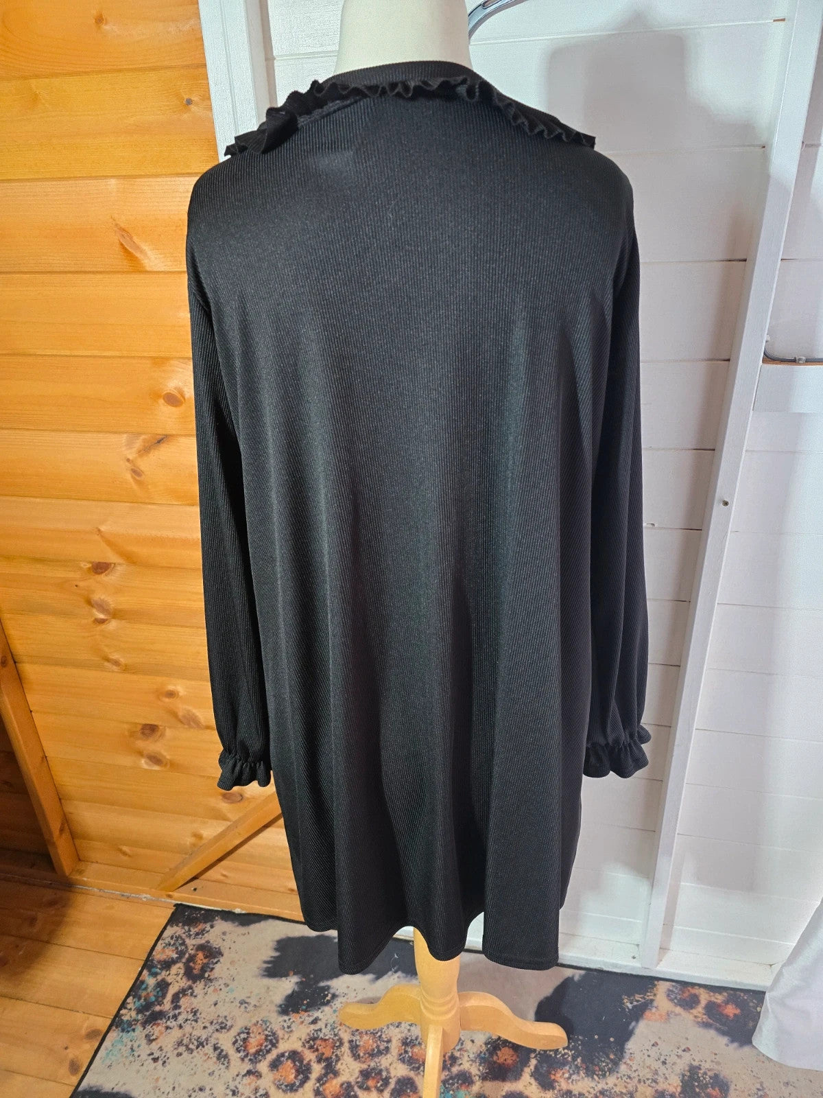 Boohoo black frilly long sleeved tunic dress size 12