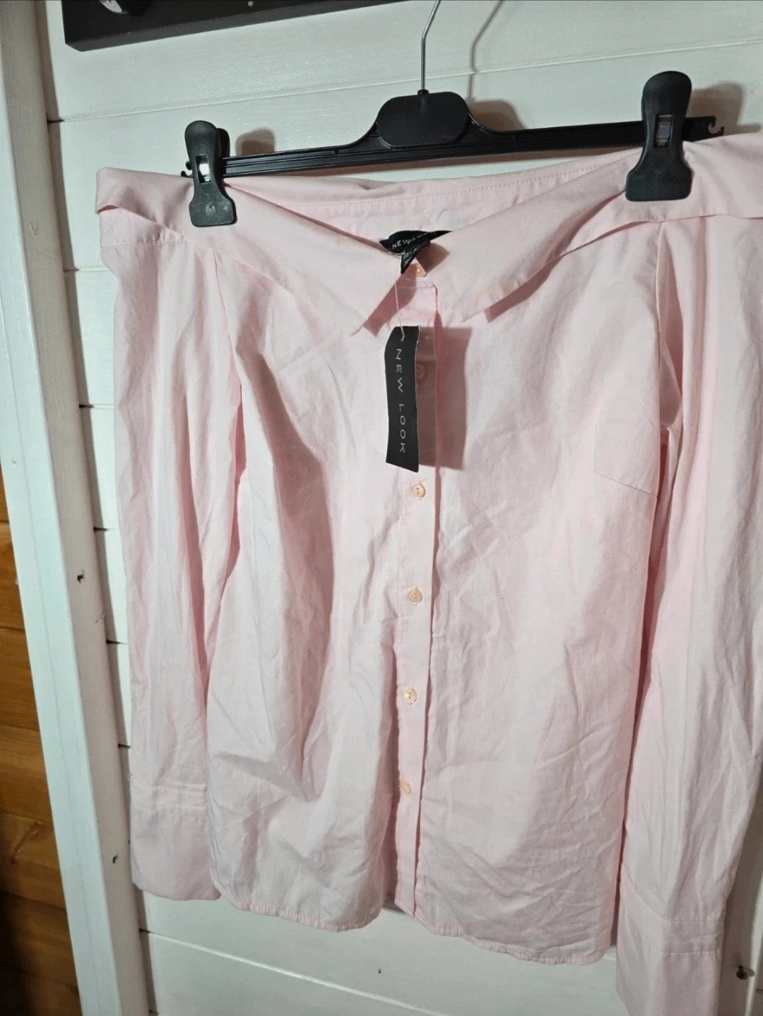 New Look pale pink off the shoulder long sleeved shirt size 10 New