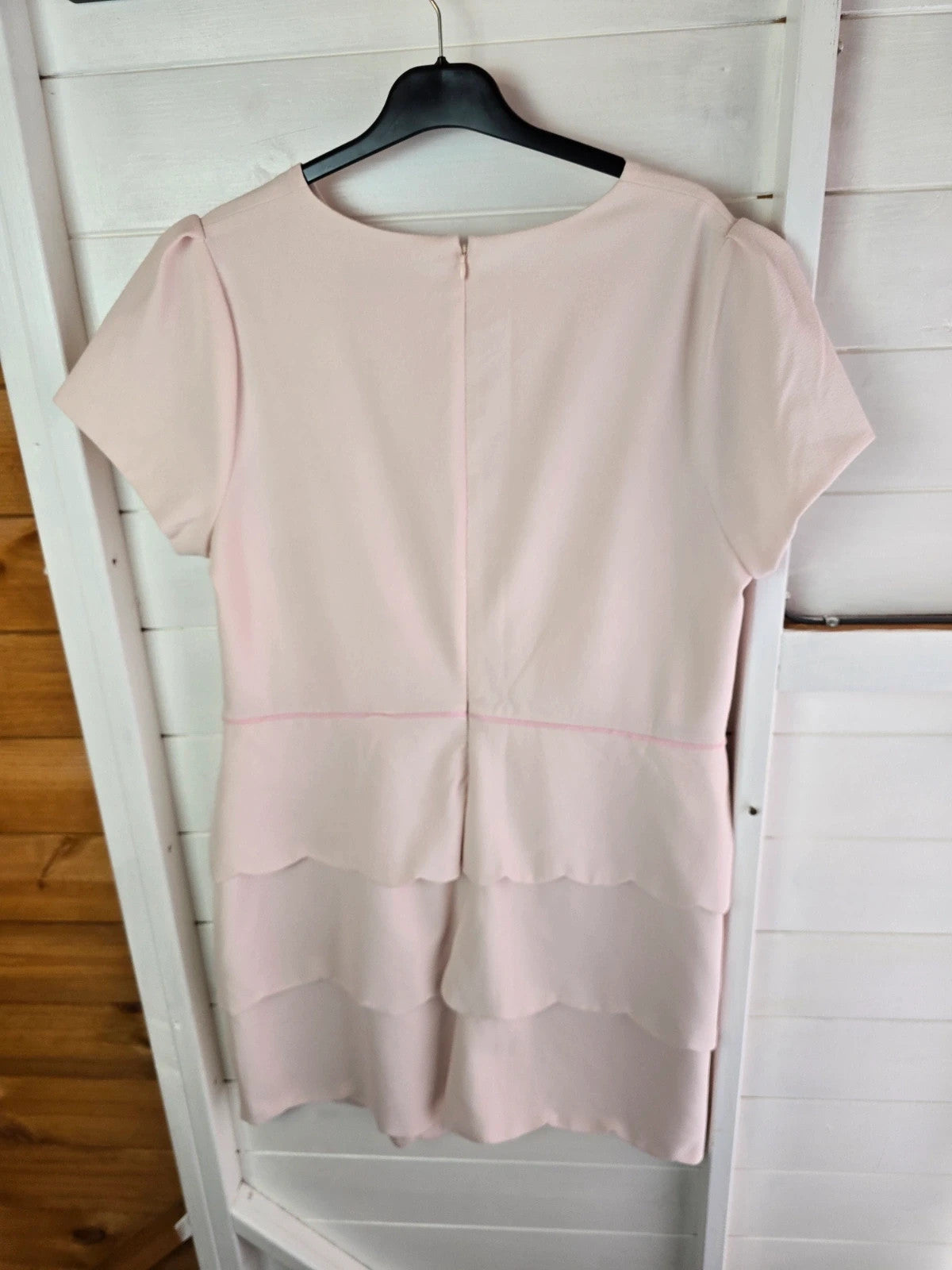 Very cream & pink Aline short sleeved frilly dress size 18